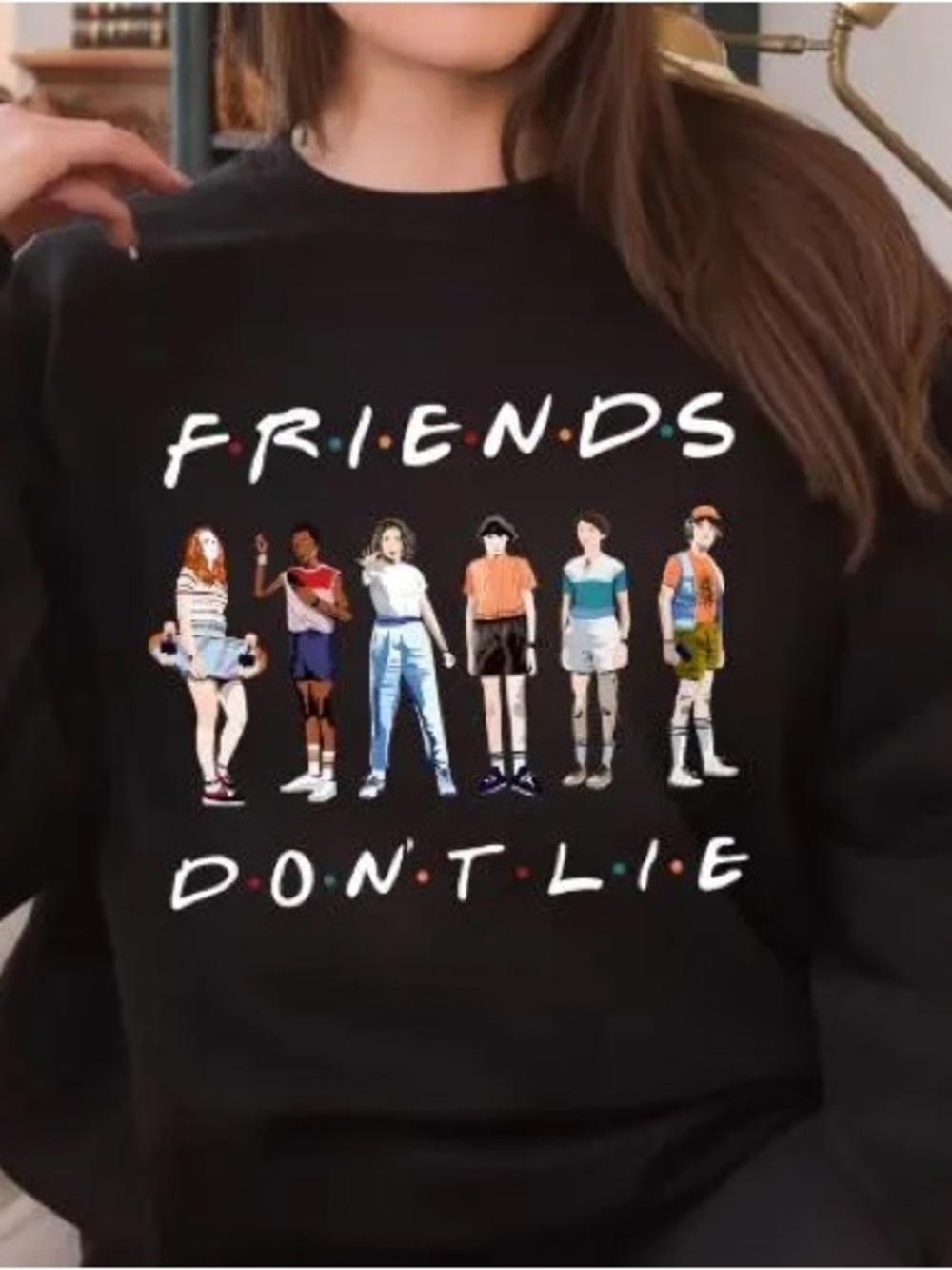 Stranger Things Black Graphic Crewneck